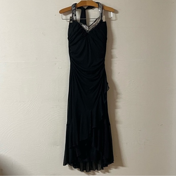 Vintage City Triangles Sequin Halter Dress Y2K Fairy Grunge Prom Size Medium - Picture 1 of 11